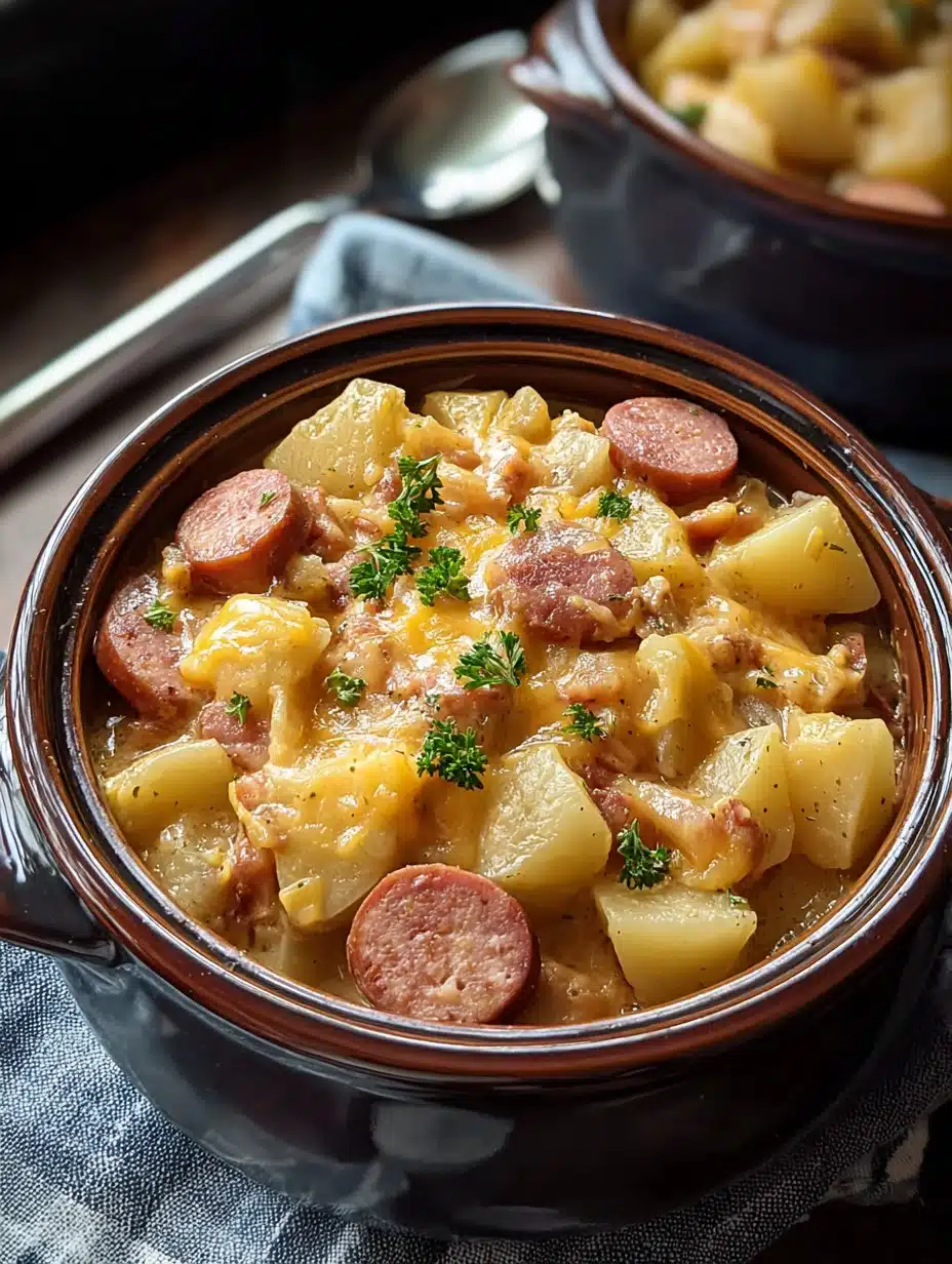 Crockpot Cheesy Potatoes and Kielbasa