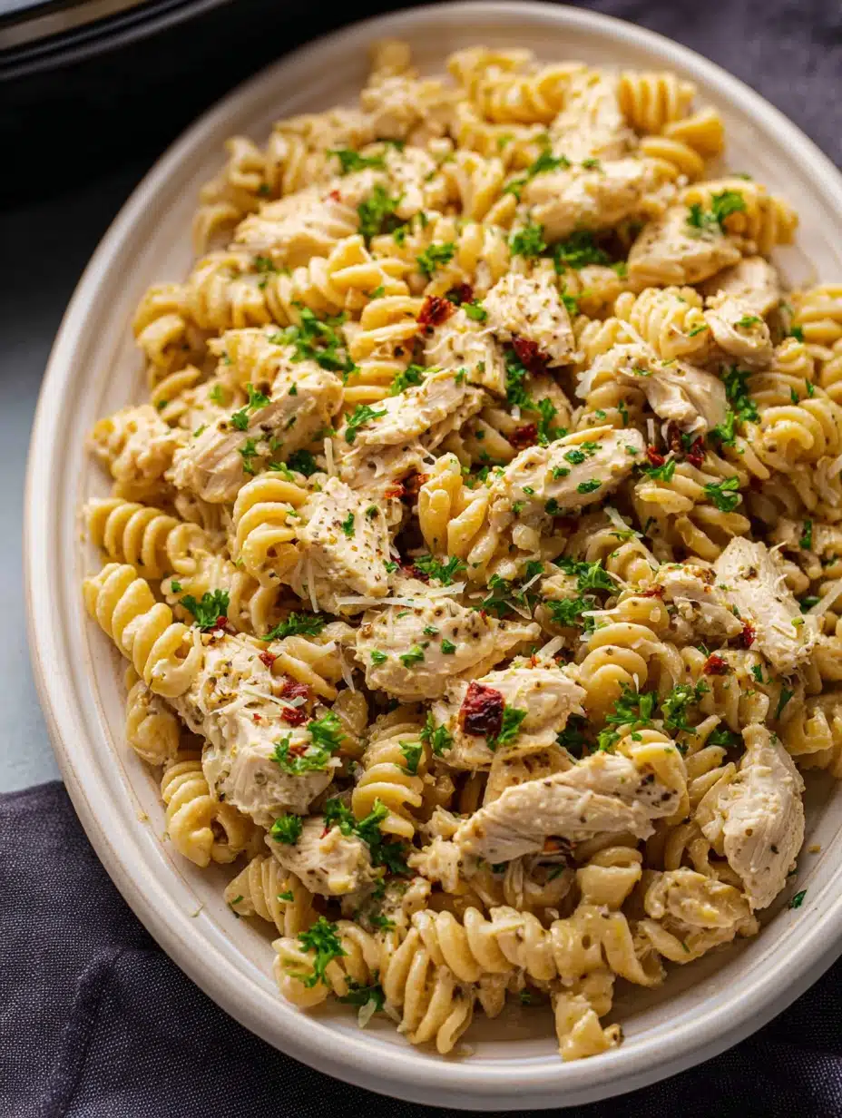 Crockpot Garlic Parmesan Chicken Pasta Recipe