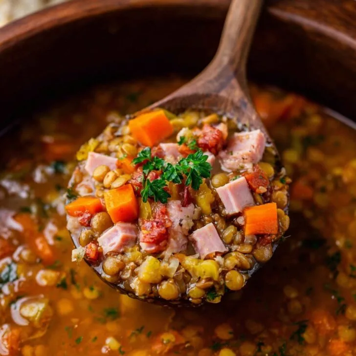 Crockpot Ham & Lentil Soup For Cozy, Lazy Evenings