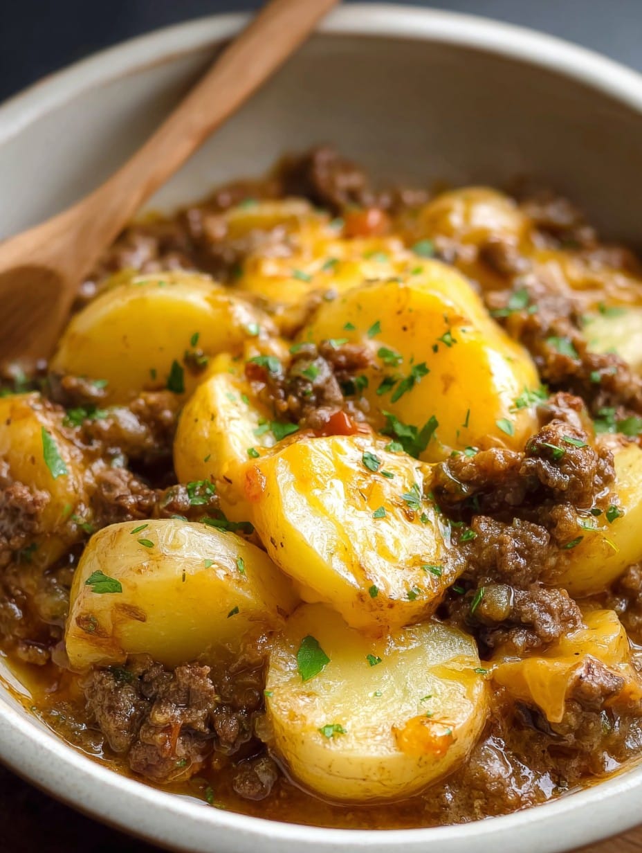 Easy Crockpot Hamburger Potato Casserole