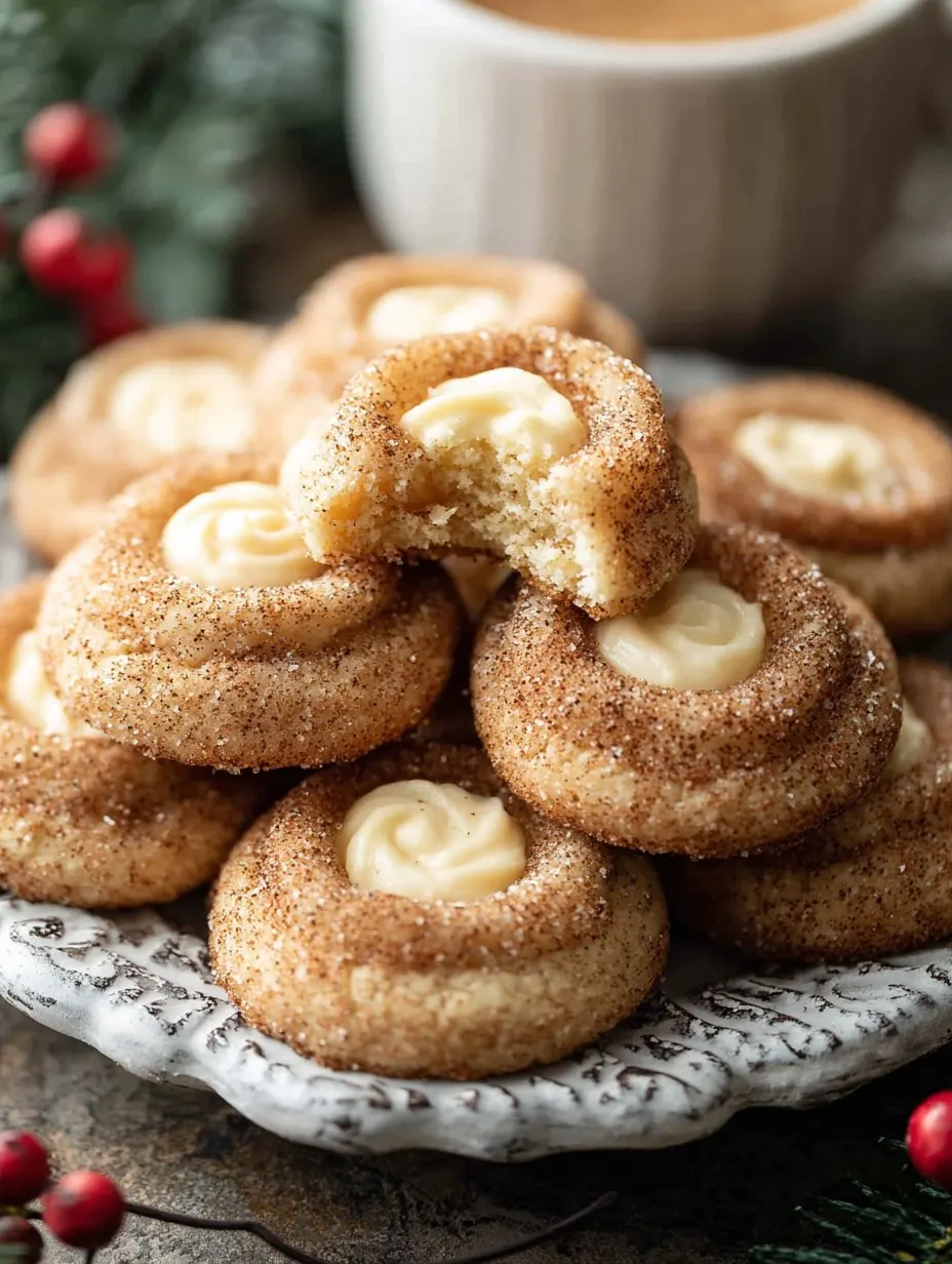 Eggnog Snickerdoodle Thumbprint Cookies For Christmas