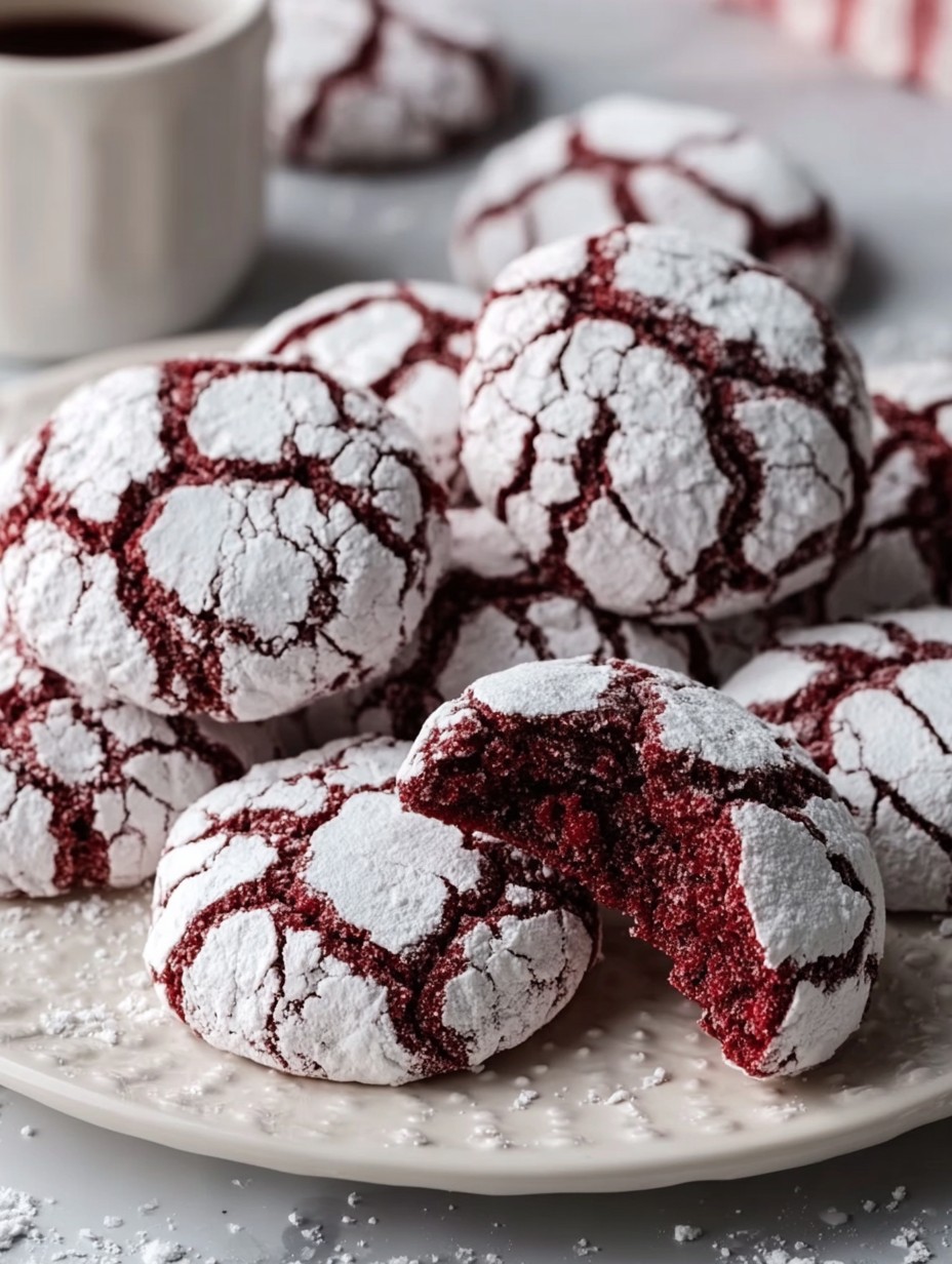 Fudgy Red Velvet Crinkle Christmas Cookies