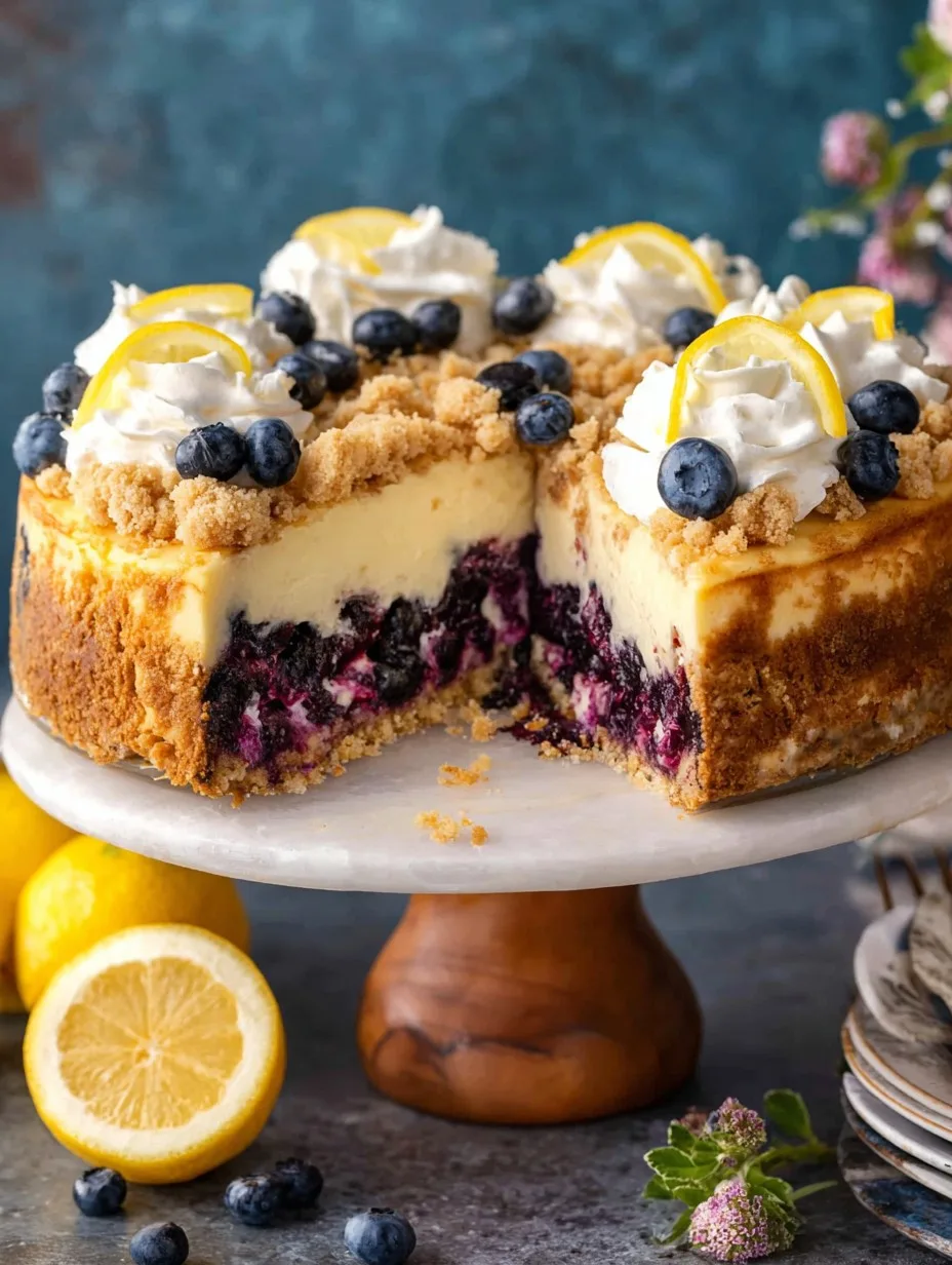 Lemon Blueberry Crumble Cheesecake