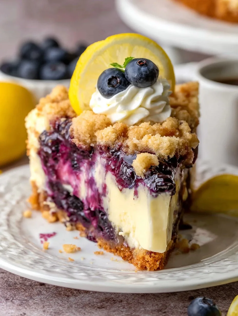 Lemon Blueberry Crumble Cheesecake