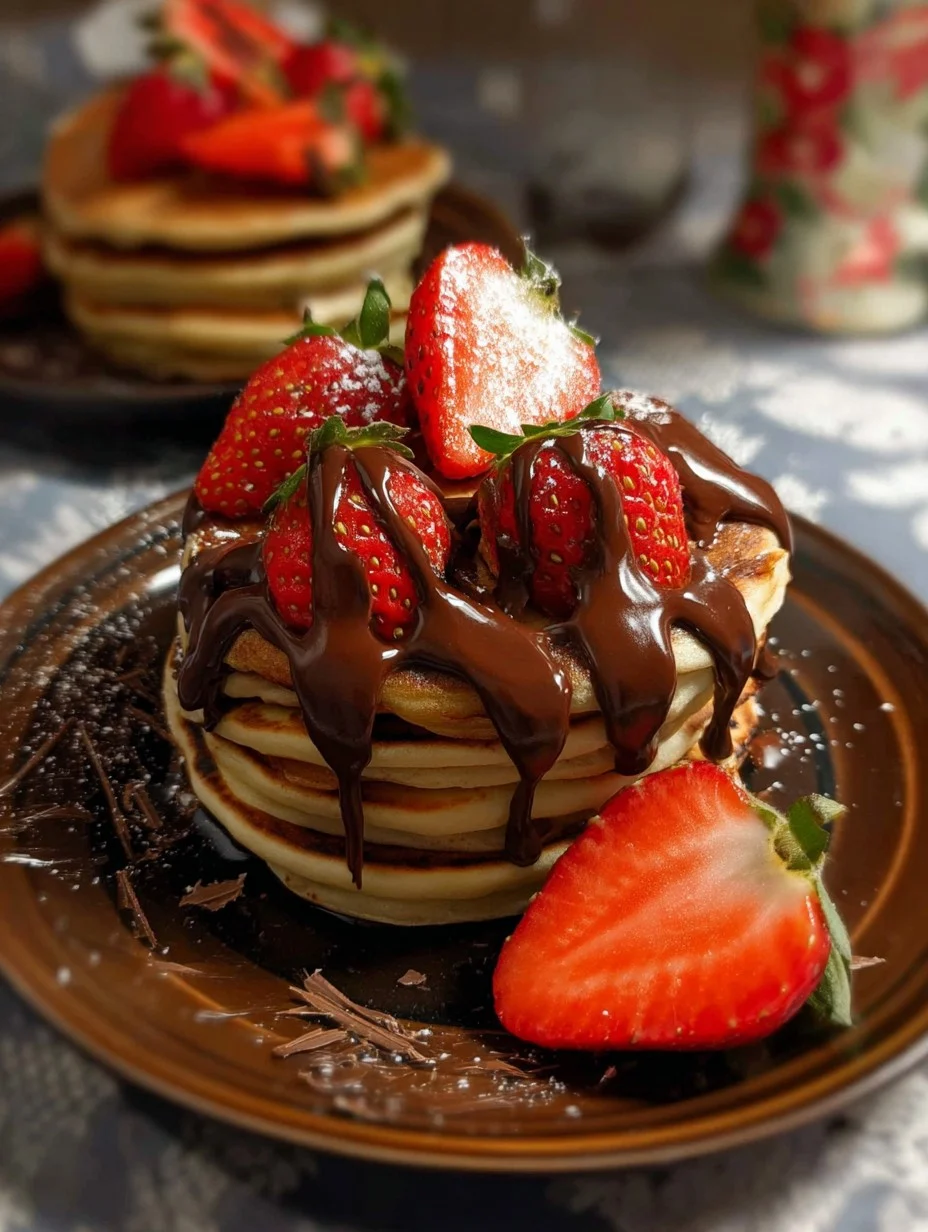 Pancakes with Chocolate and Strawberries