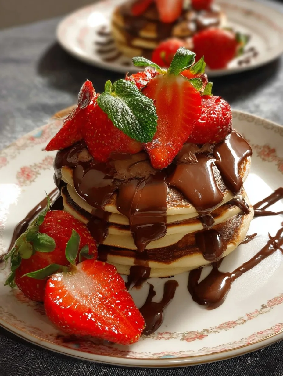 pancakes with chocolate and strawberries