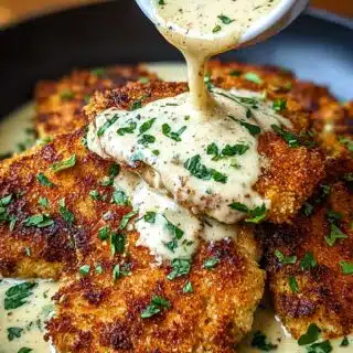 parmesan crusted chicken with creamy garlic sauce recipe