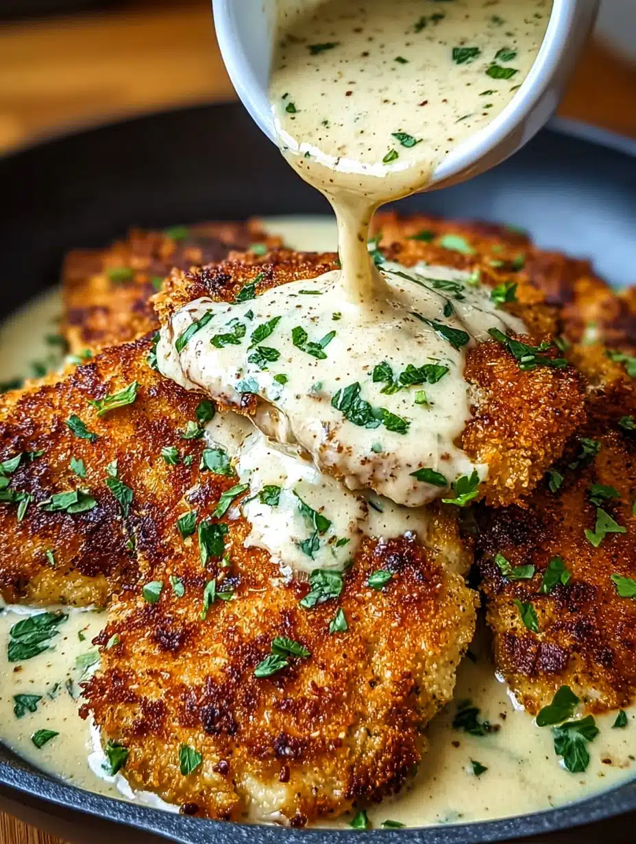 Parmesan Crusted Chicken with Creamy Garlic Sauce Recipe