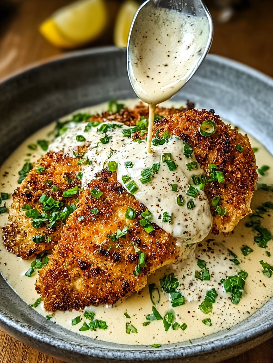 Parmesan Crusted Chicken with Creamy Garlic Sauce Recipe