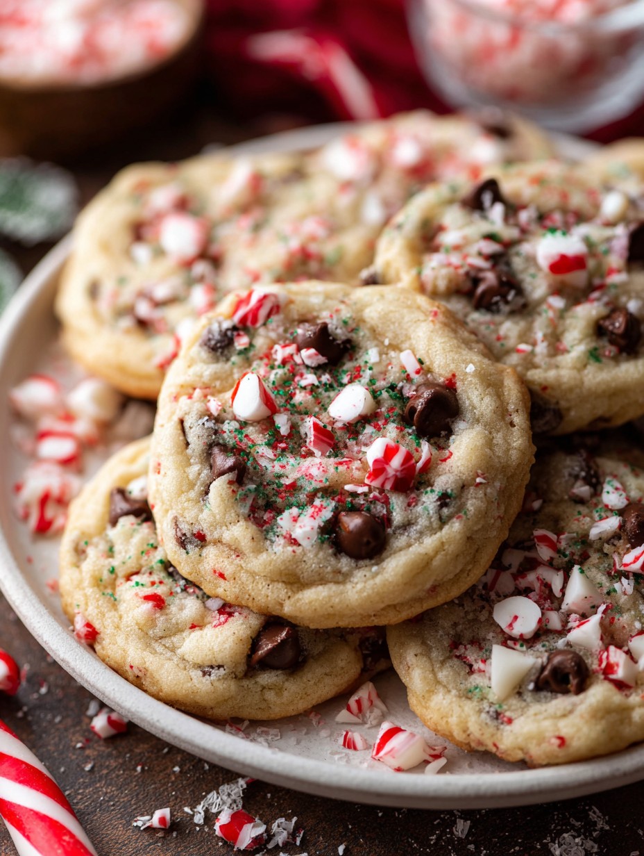 Peppermint Chocolate Chip Christmas Cookies