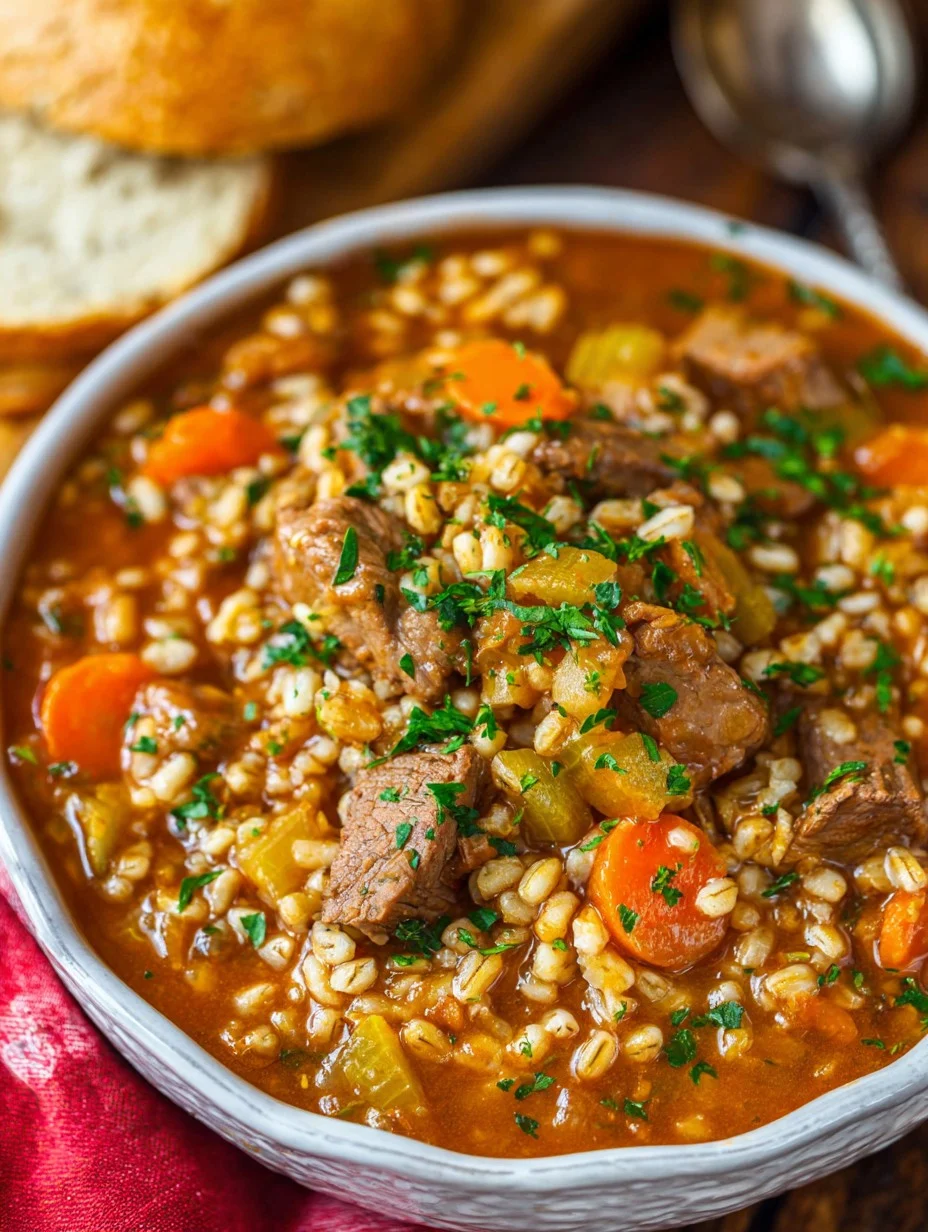 Slow Cooker Beef & Barley Soup