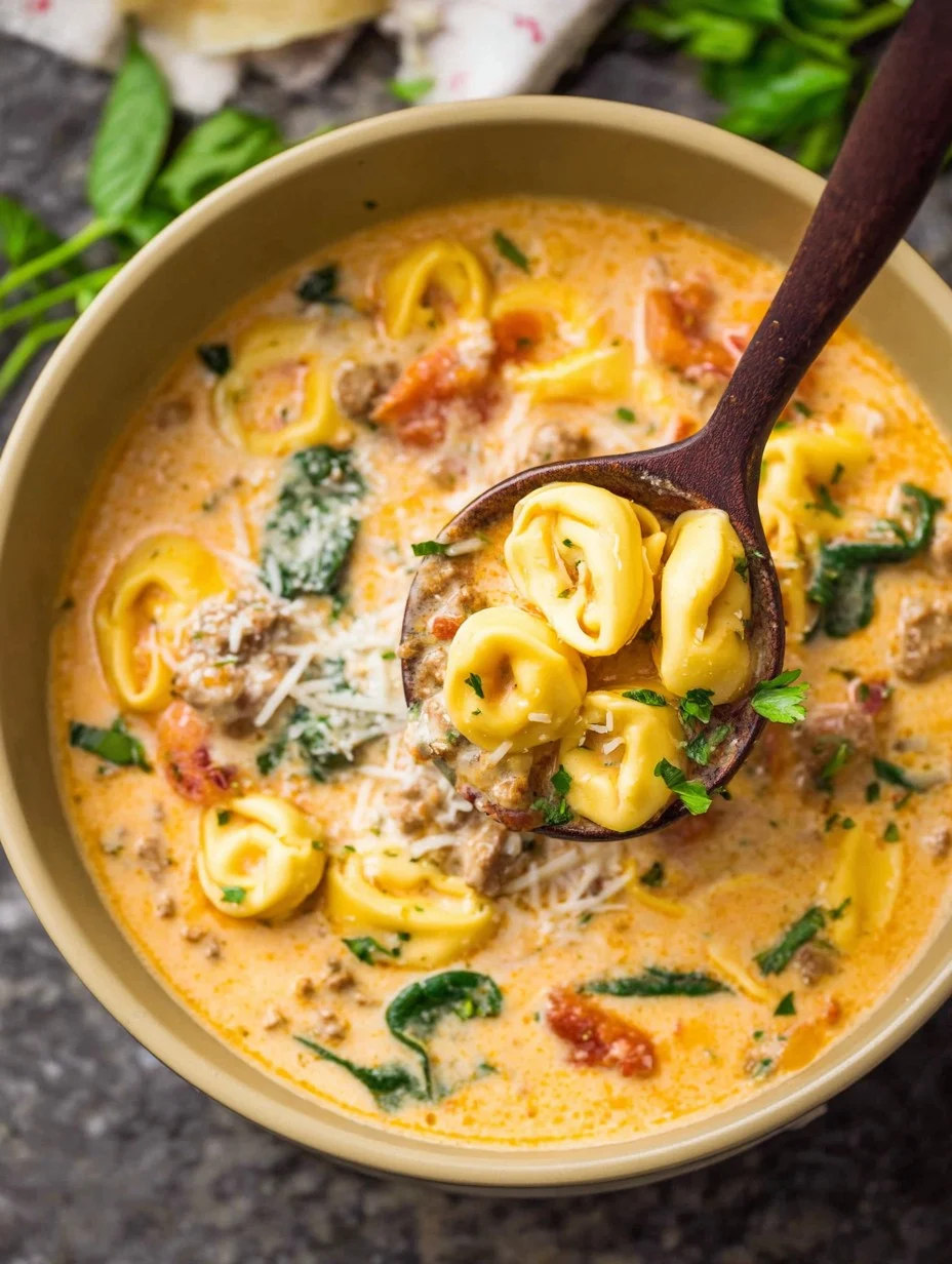 Slow Cooker Creamy Tortellini Soup