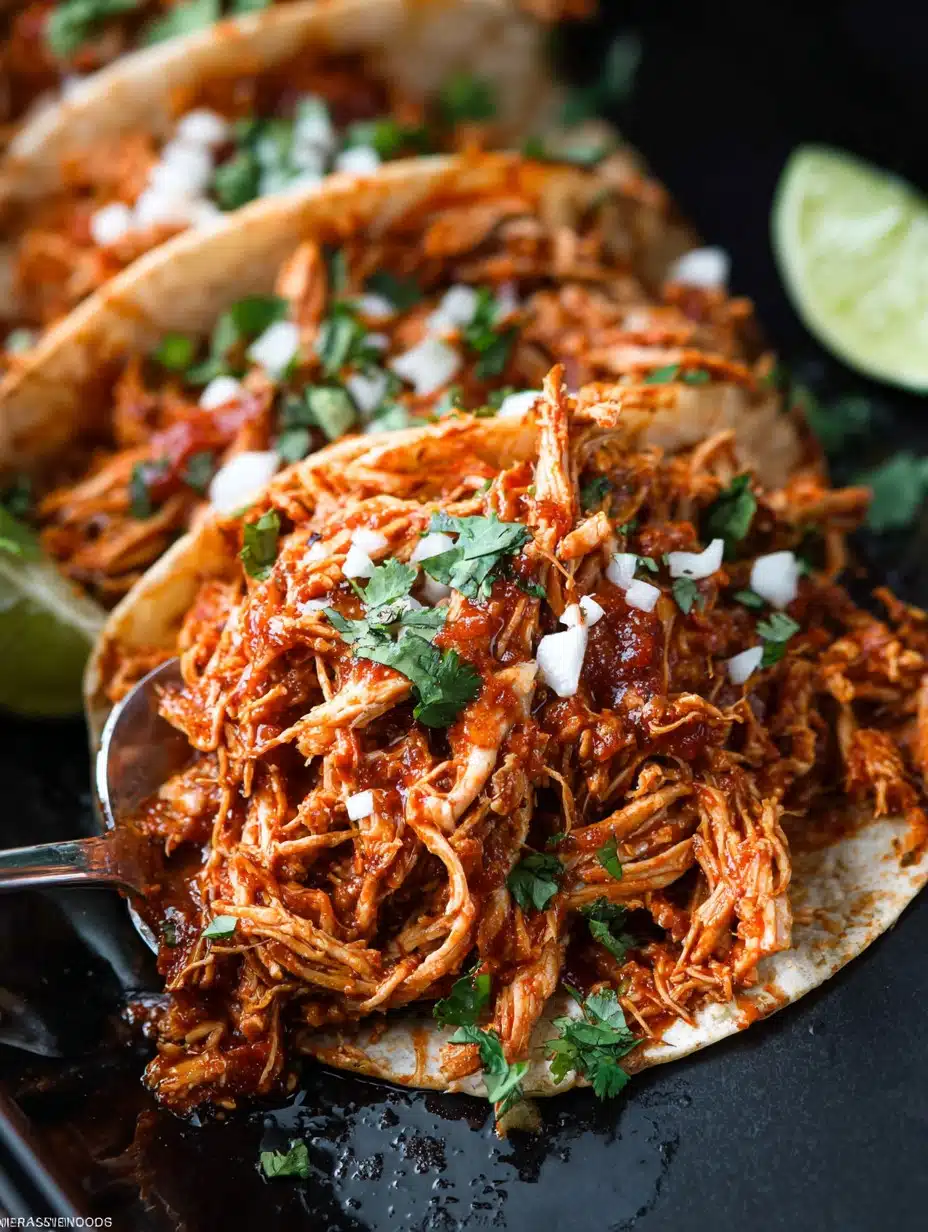 Authentic Slow Cooker Chicken Tinga – Fiery Taco Filling