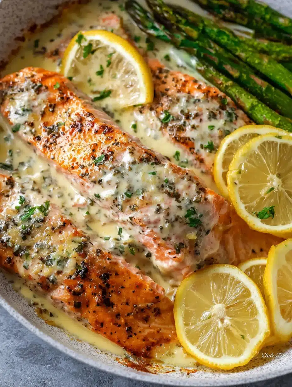 Baked Salmon with Lemon Butter Cream Sauce