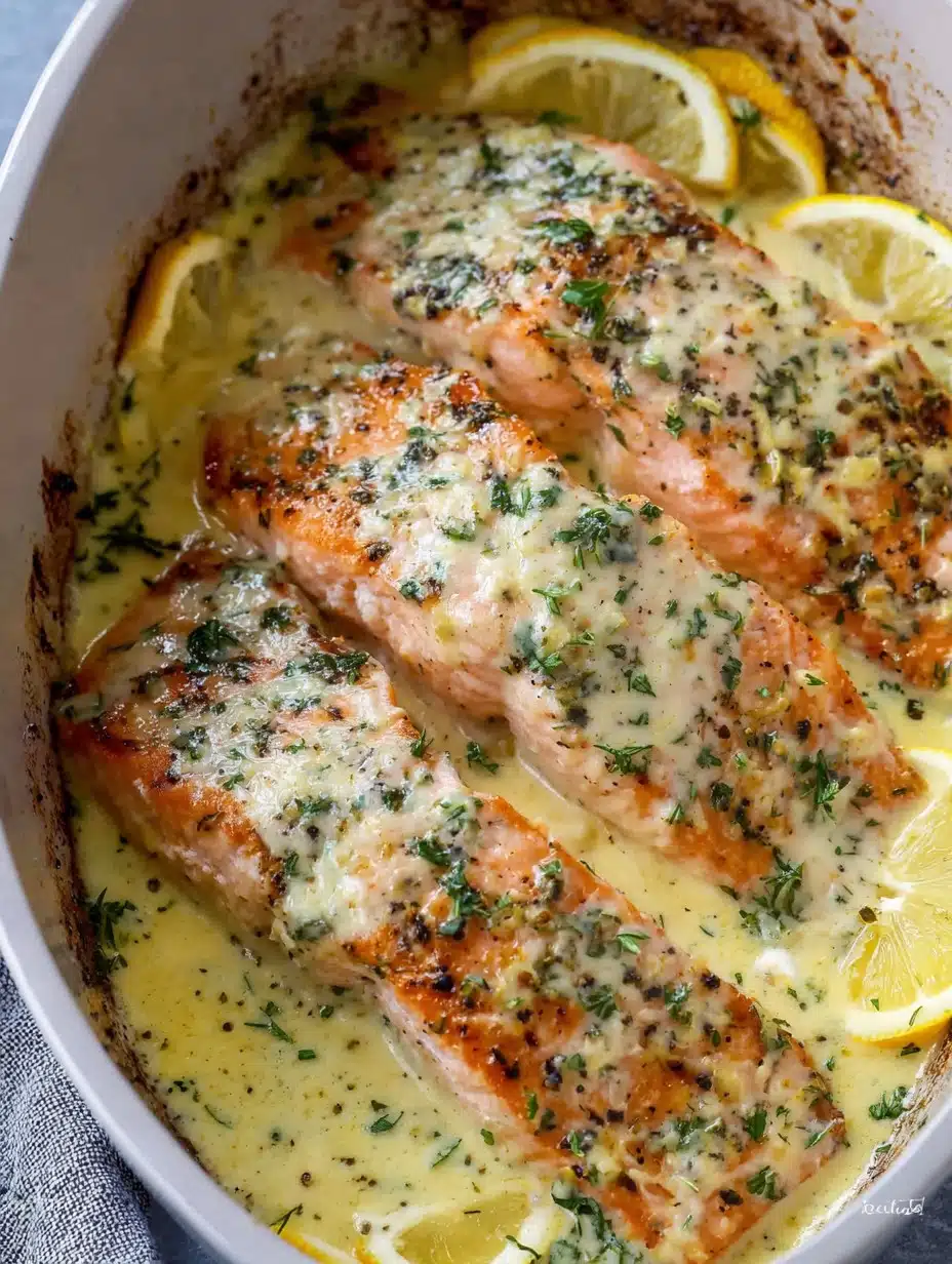 Baked Salmon with Lemon Butter Cream Sauce