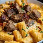 Cajun Steak Tips in Cheesy Rigatoni Parmesan Sauce Recipe Guide