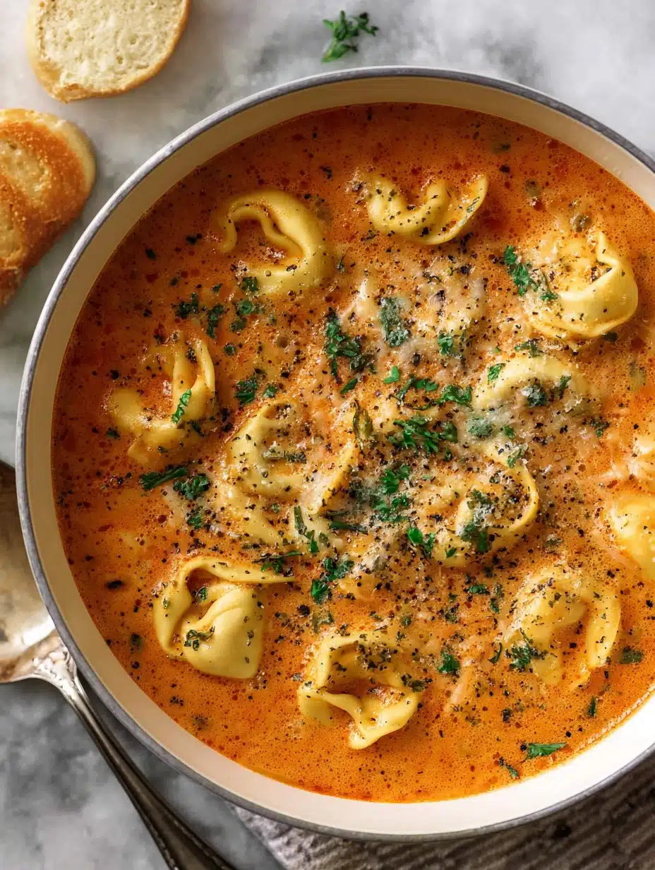 Cheesy Tomato Tortellini Soup