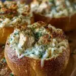 Chicken Alfredo Garlic Bread Bowls: Indulgent, Cheesy Comfort Food