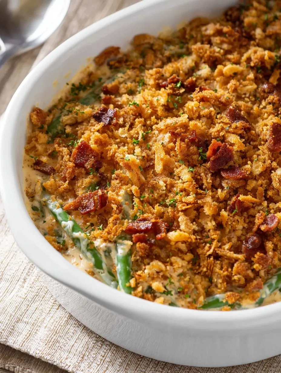 Cream Cheese and Bacon Green Bean Casserole