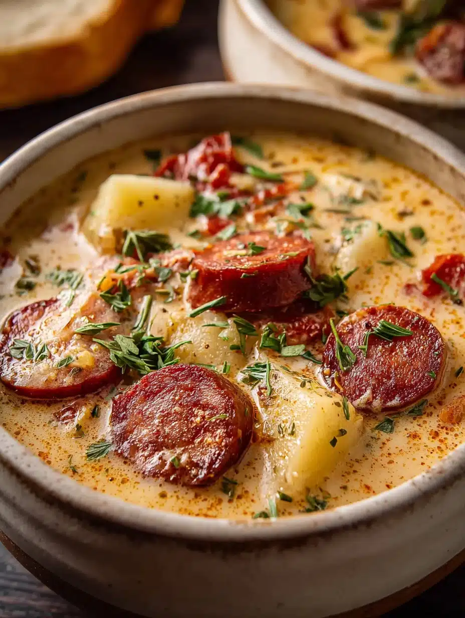 Creamy Cajun Potato Soup with Andouille Sausage