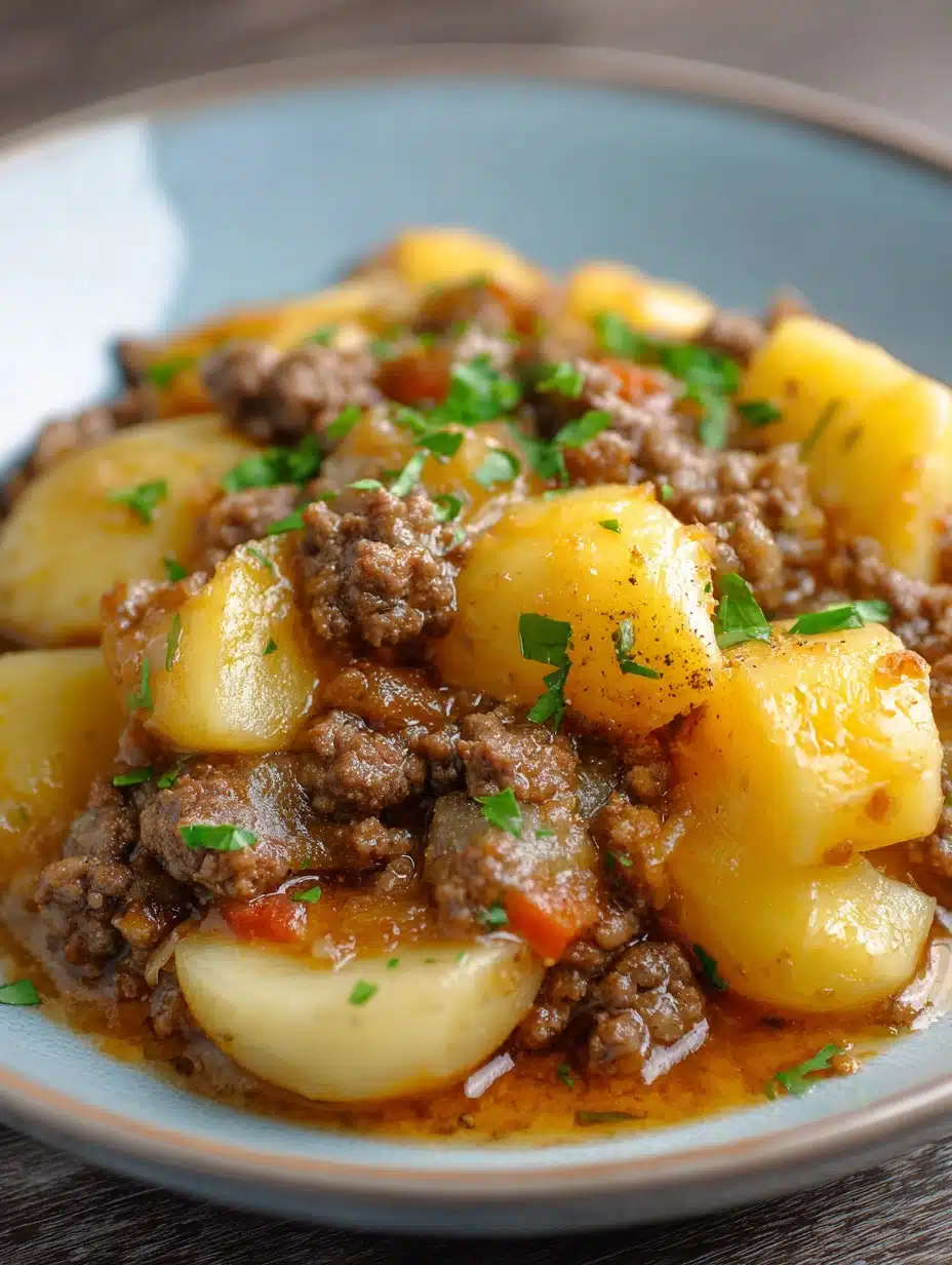 Easy Crockpot Hamburger Potato Casserole Recipe
