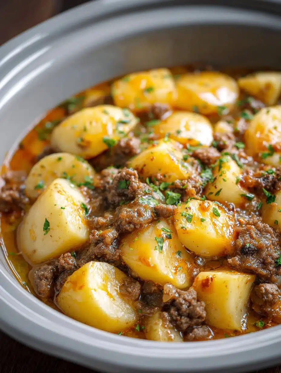 Easy Crockpot Hamburger Potato Casserole Recipe