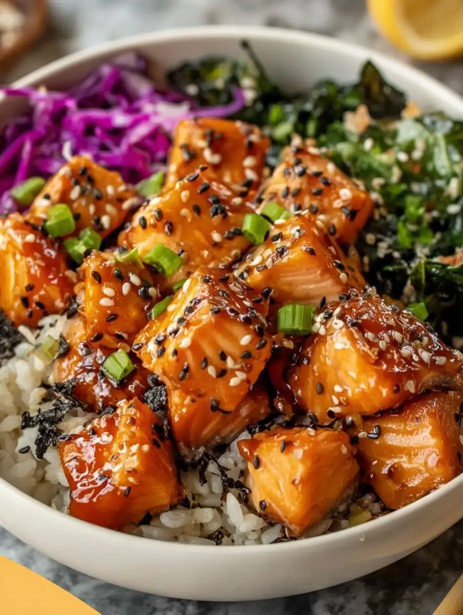Golden Salmon Rice Bowl with Crunchy Edges
