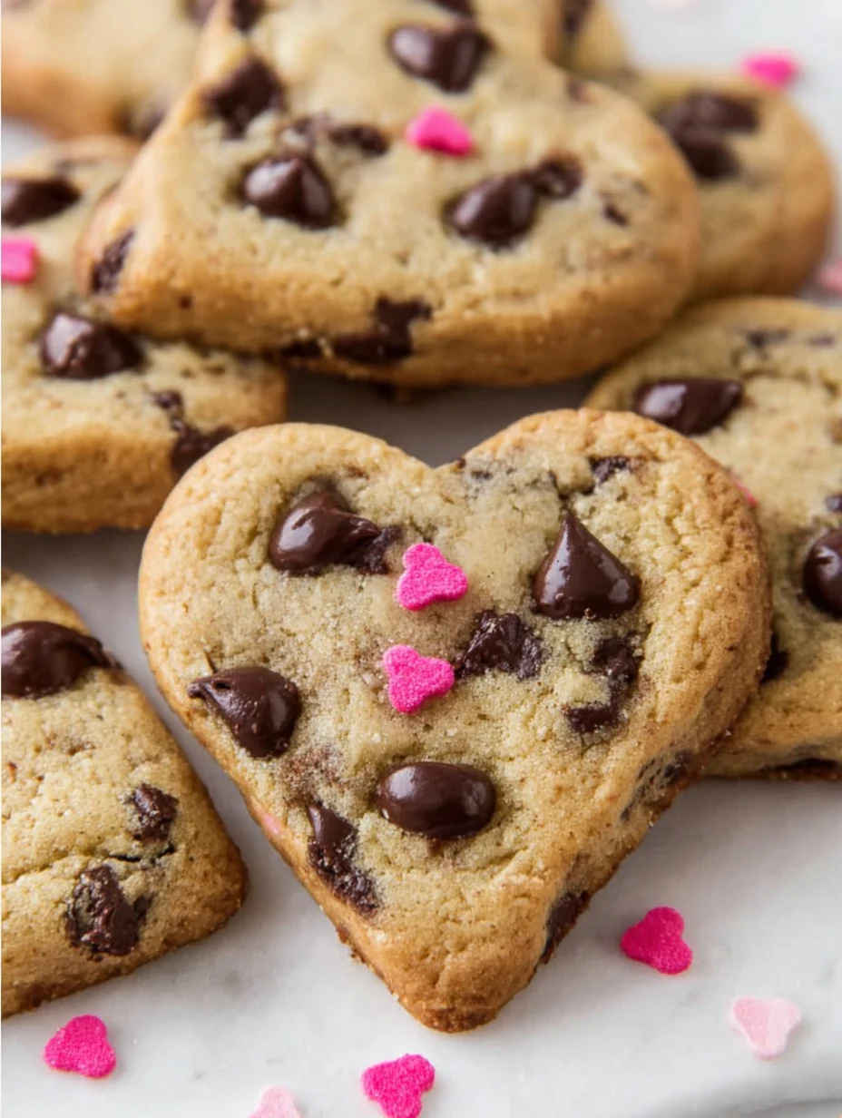 heart shaped chocolate chip cookies for valentine's day
