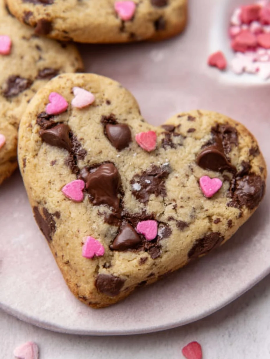 heart shaped chocolate chip cookies for valentine's day