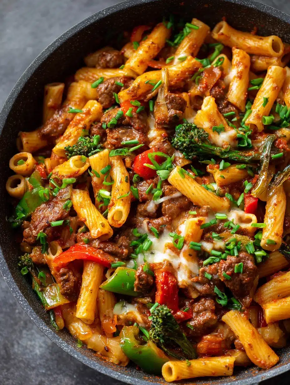 One Pot Cajun Beef Pasta with lots-of-veg