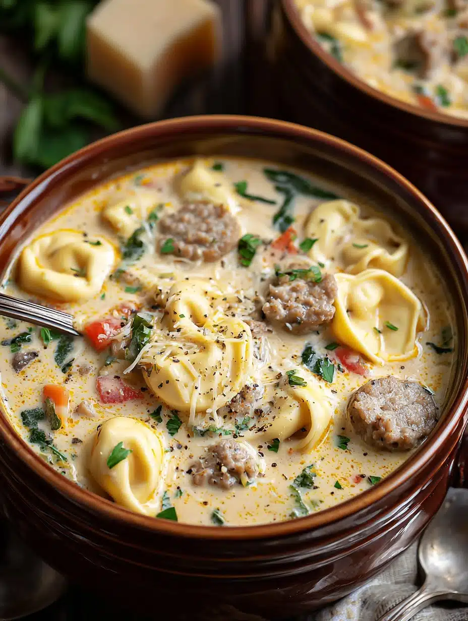Slow Cooker Creamy Sausage & Tortellini Soup