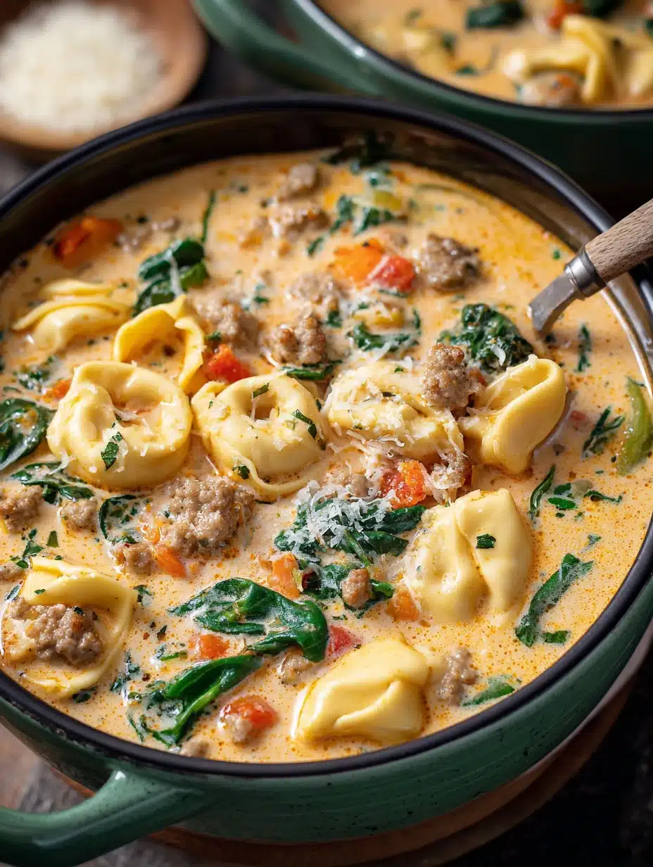 Slow Cooker Creamy Sausage & Tortellini Soup