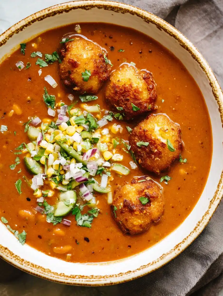 Sopa Tarasca (Pinto Bean Soup) with Jalapeño Corn Fritters