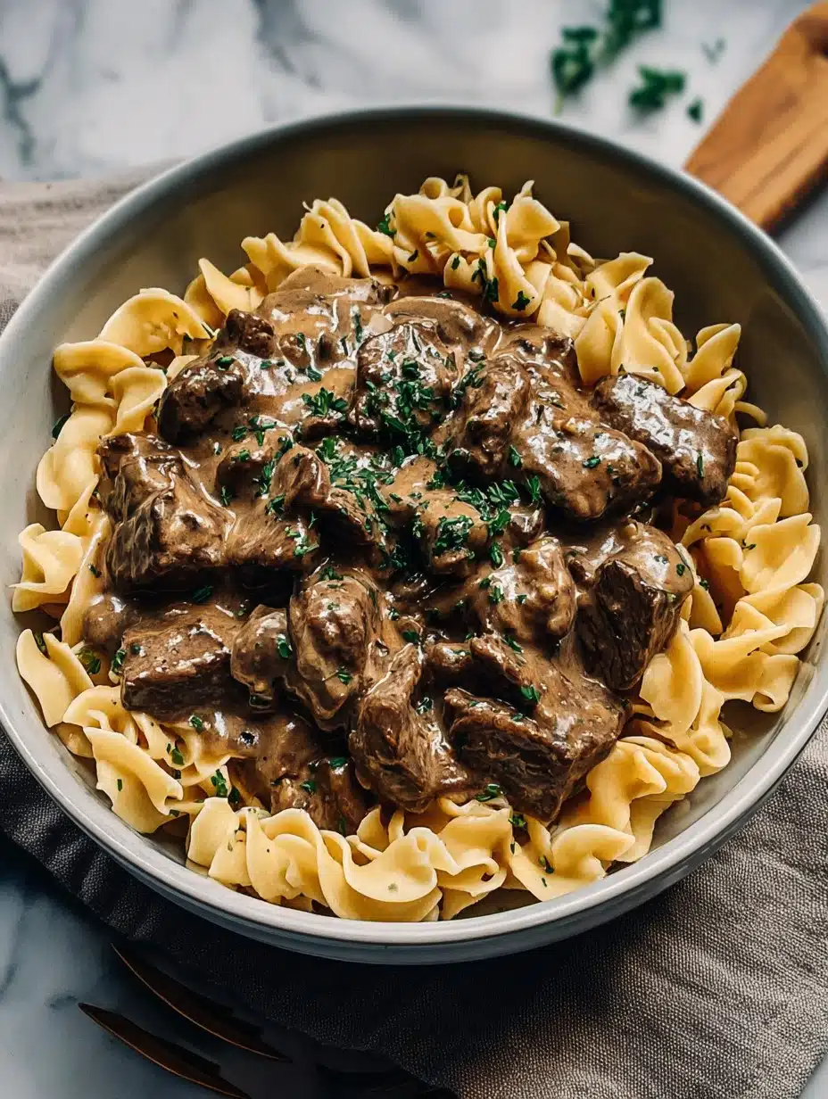Beef Stroganoff with Egg Noodles