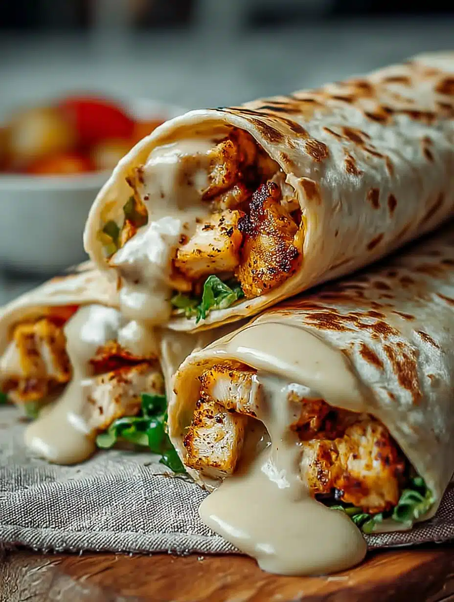Cheesy Garlic Chicken Wraps