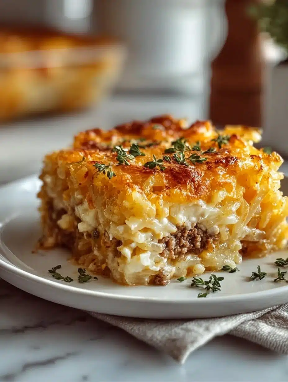 Cheesy Hamburger Hashbrown Casserole