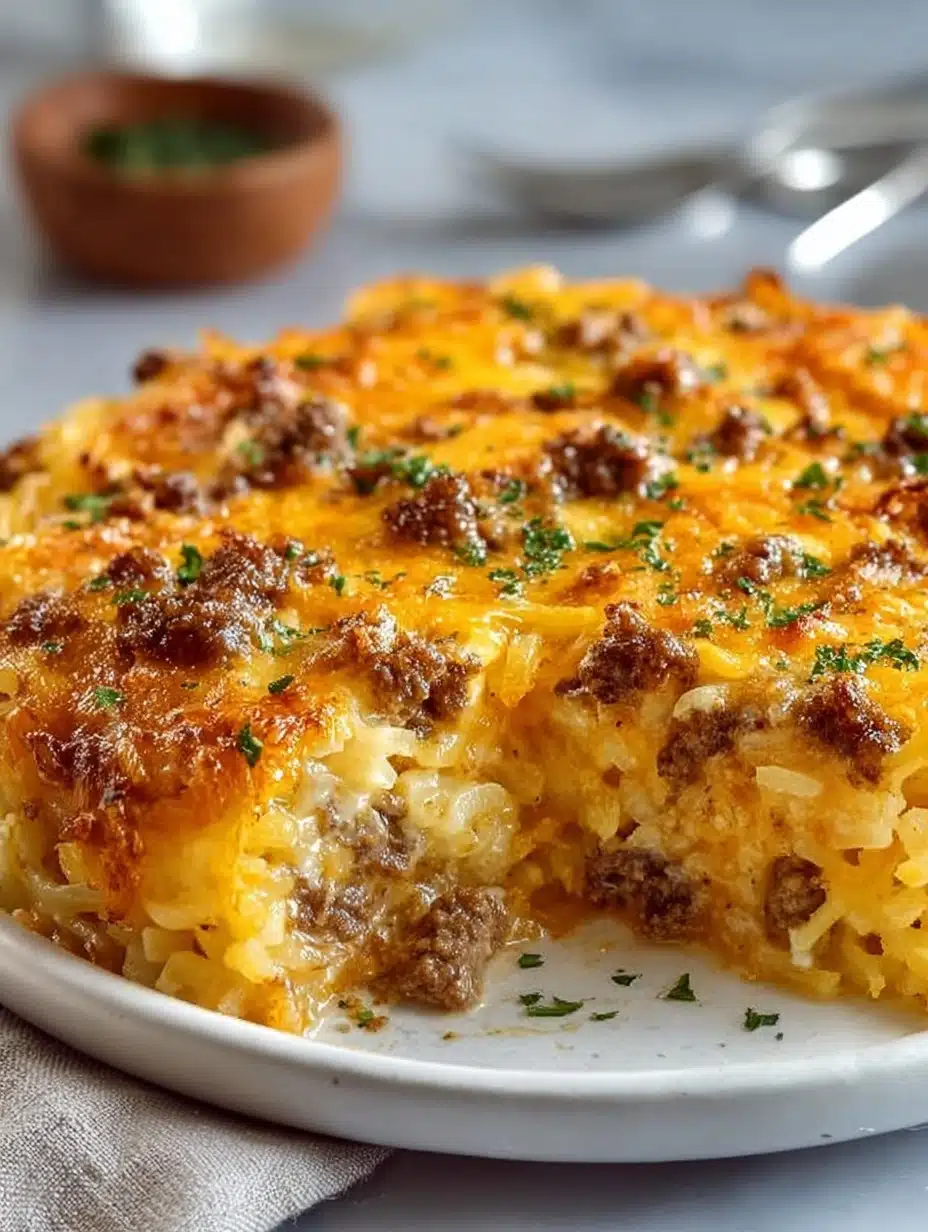 Cheesy Hamburger Hashbrown Casserole