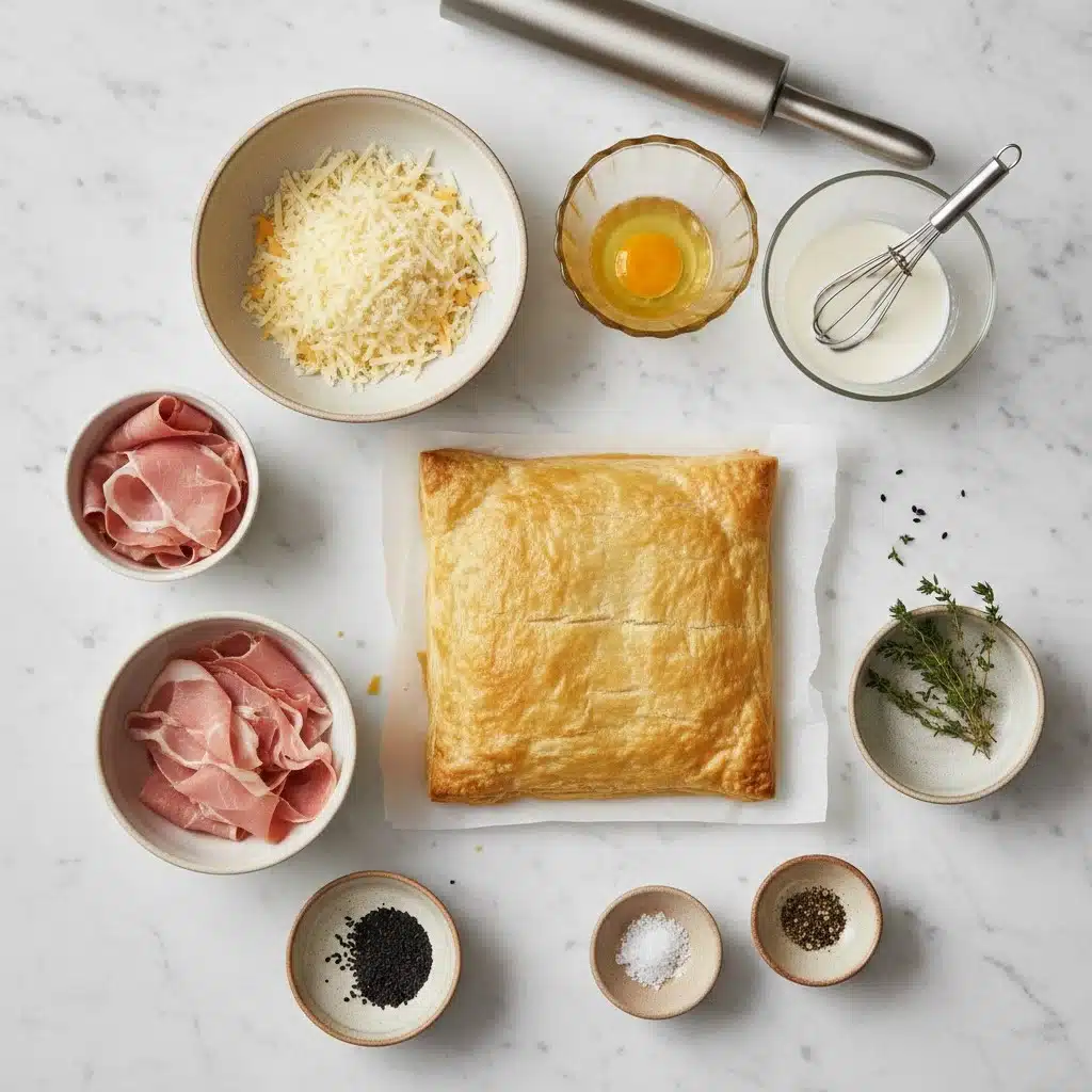 Crispy Ham & Cheese Puff Pastry Stacks