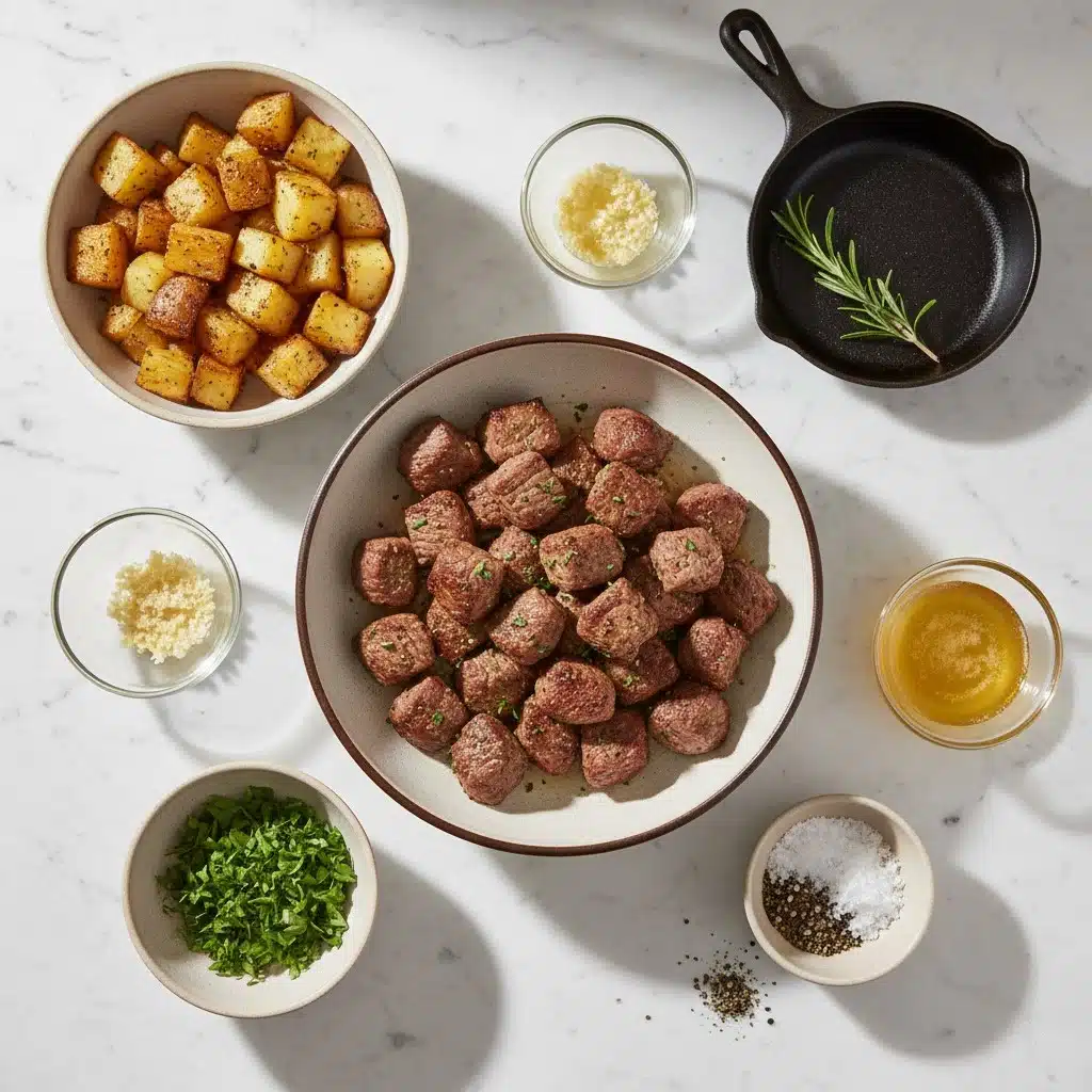 Garlic Butter Beef Bites with Potatoes