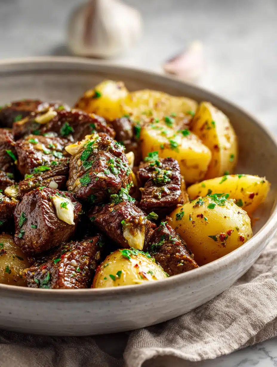 Garlic Butter Beef Bites with Potatoes