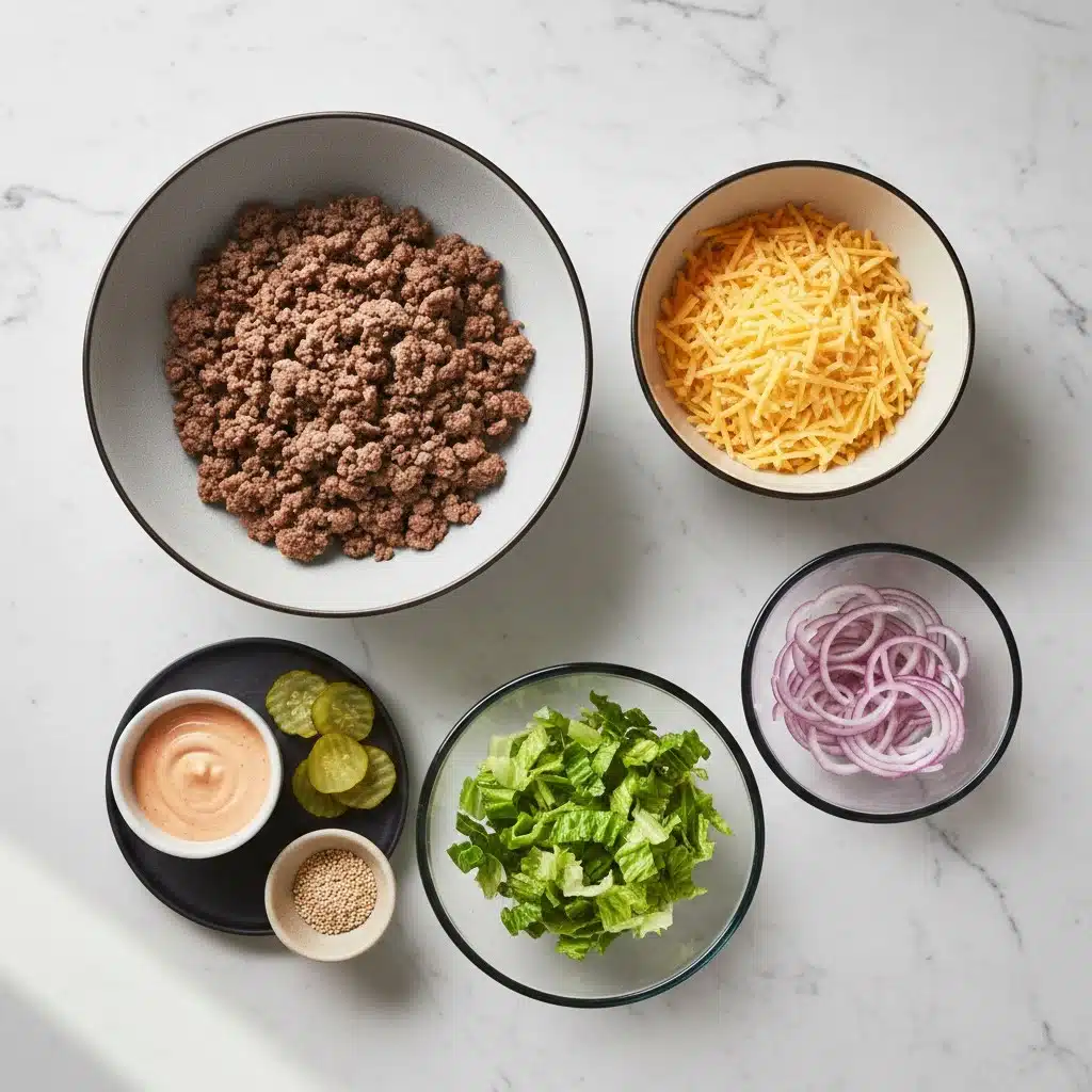 High-Protein Cheeseburger Bowls Recipe – Low-Carb Meal Prep with Ground Beef & Burger Sauce