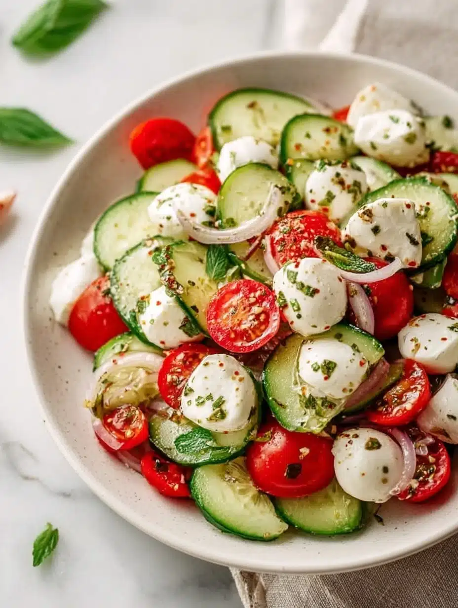 Juicy Cucumber Caprese Salad