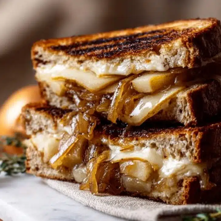 Pear & Apple Grilled Cheese With Caramelized Onions Recipe