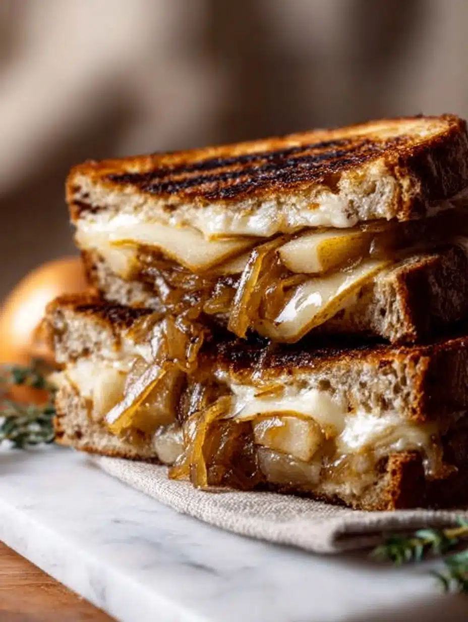 Pear & Apple Grilled Cheese With Caramelized Onions