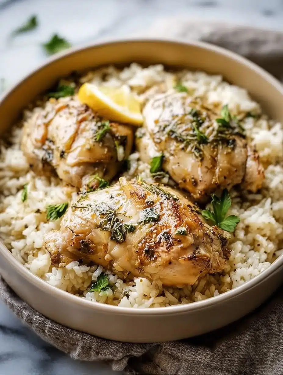 Slow Cooker Lemon Herb Chicken and Rice