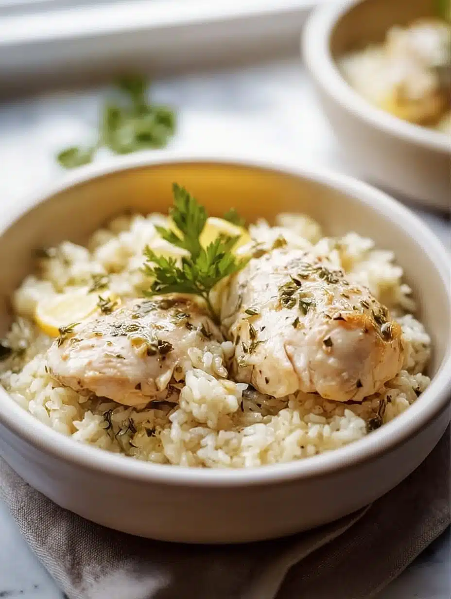 Slow Cooker Lemon Herb Chicken and Rice