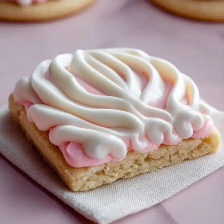 Soft & Chewy Sugar Cookie Bars with Pink Buttercream Recipe