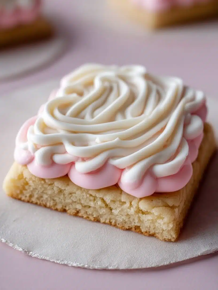 Soft & Chewy Sugar Cookie Bars with Pink Buttercream