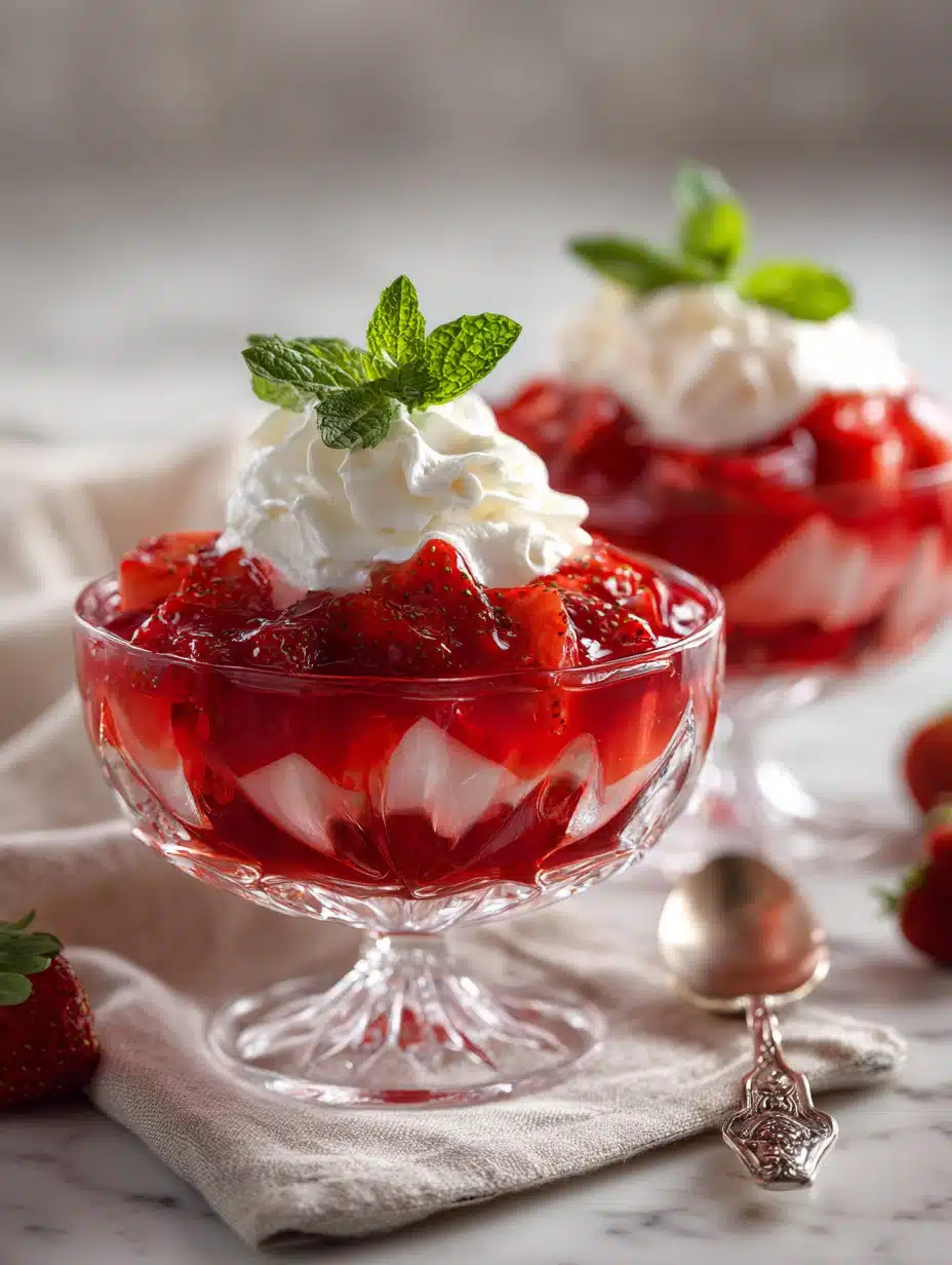 Strawberry Gelatin Salad with Whipped Cream