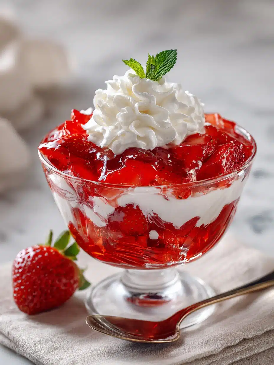 Strawberry Gelatin Salad with Whipped Cream